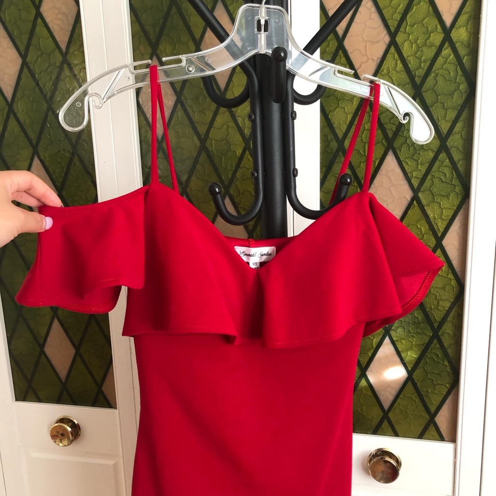 Red Ruffle Dress - Picture 2 of 4